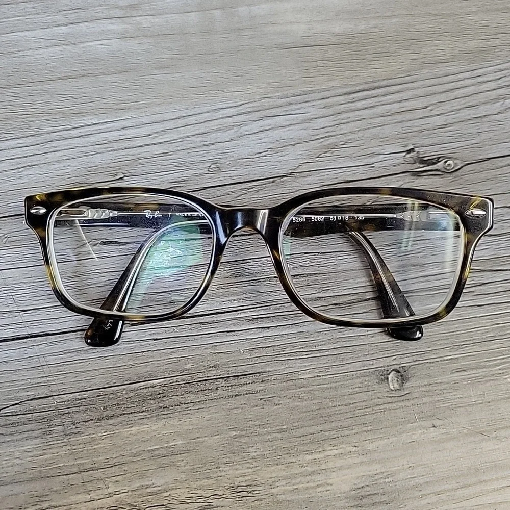 Ray-Ban Eyeglasses RB 5286 5082 Polished Havana on Clear Square Frames 51-18 135